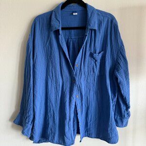 Long Sleeve Gauze Lightweight Button Down Shirt